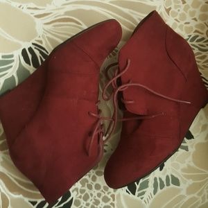 Burgundy Wedge Booties